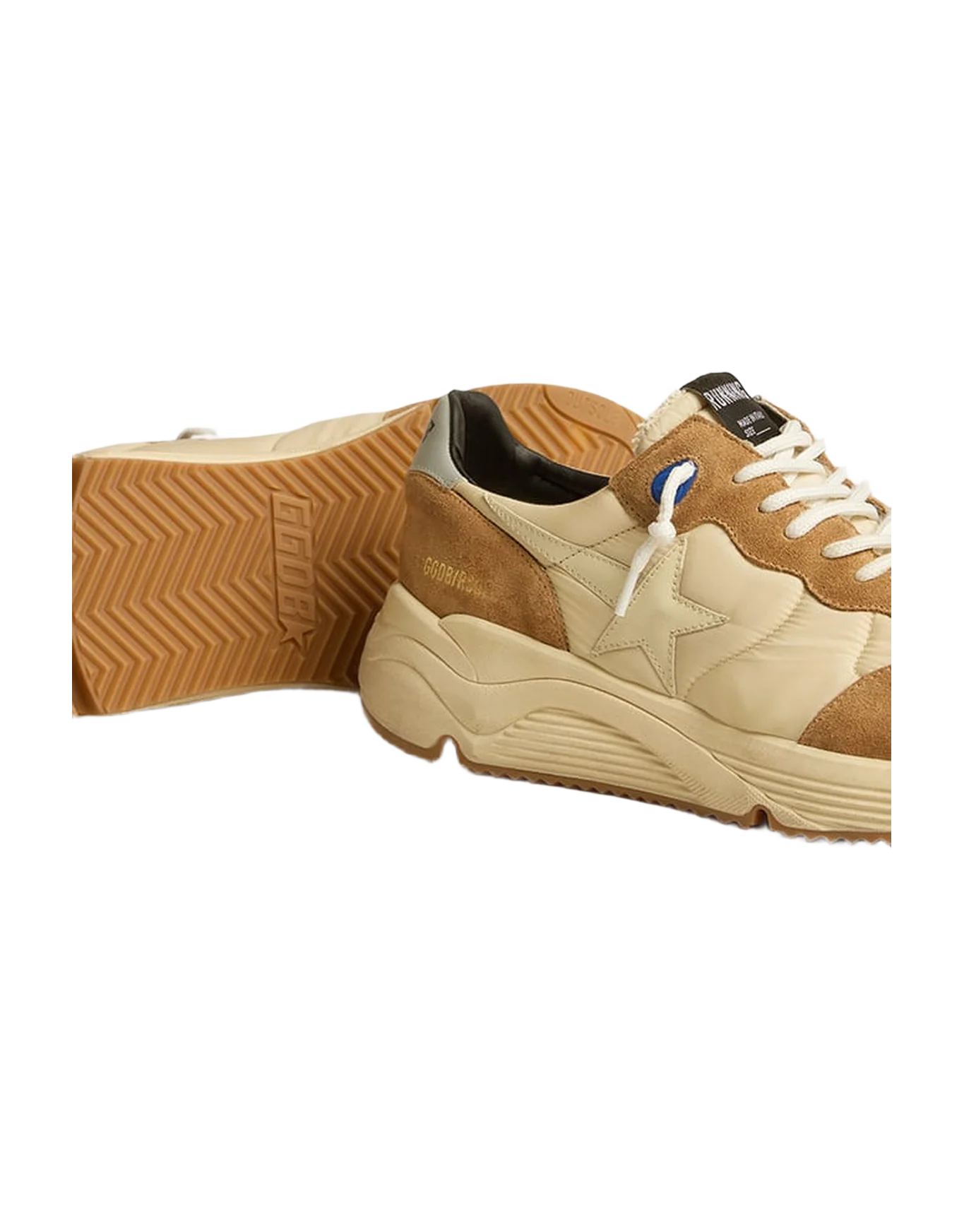 Men | Running Sole Ivory Nylon & Tobacco Suede | Ivory x Grey x Tobacco - Image 4
