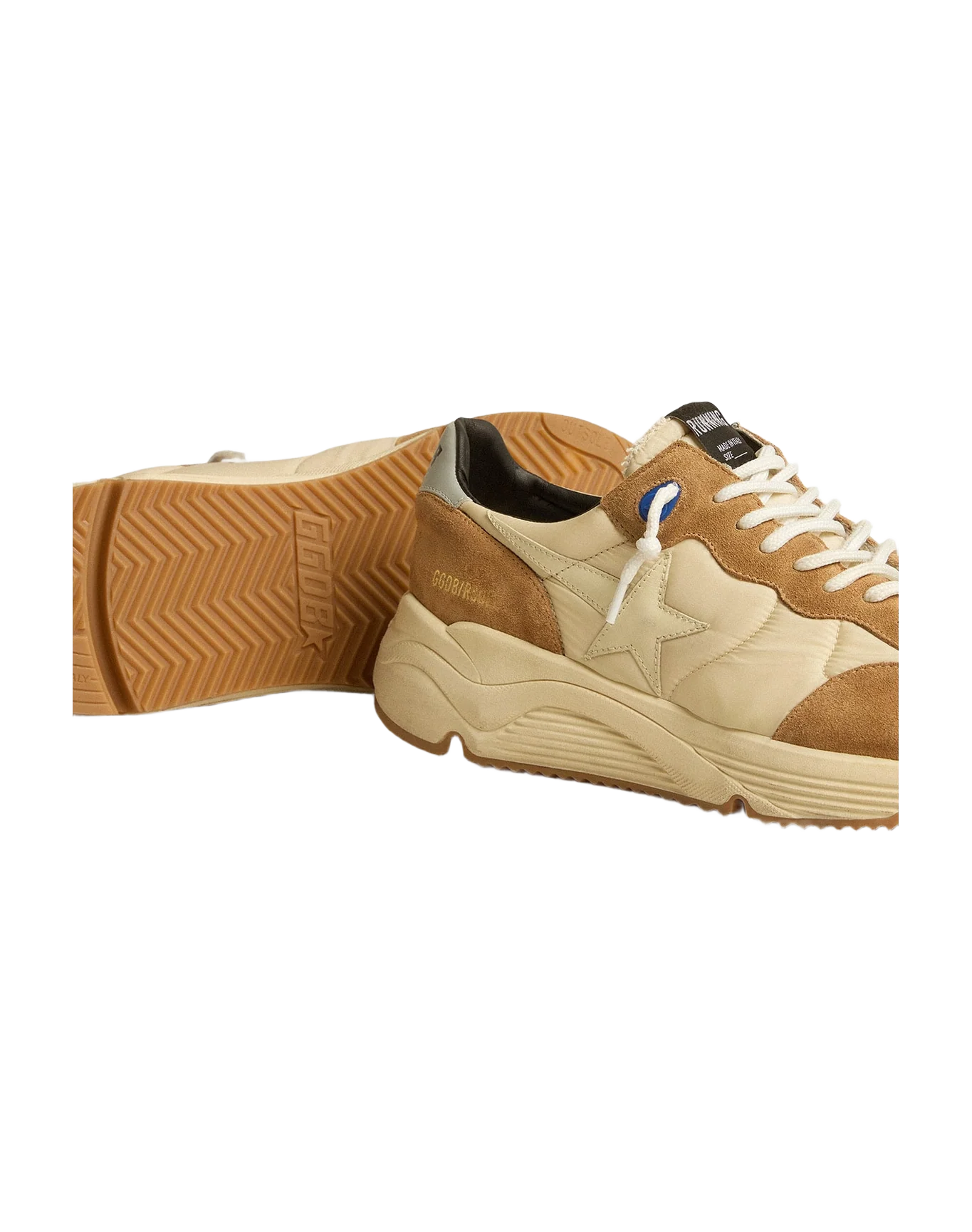 Men | Running Sole Ivory Nylon & Tobacco Suede | Ivory x Grey x Tobacco - Image 6