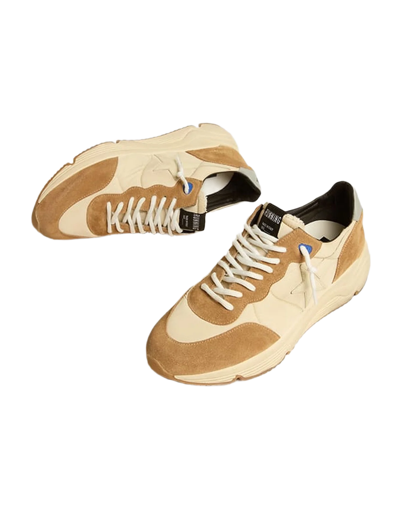 Men | Running Sole Ivory Nylon & Tobacco Suede | Ivory x Grey x Tobacco - Image 8
