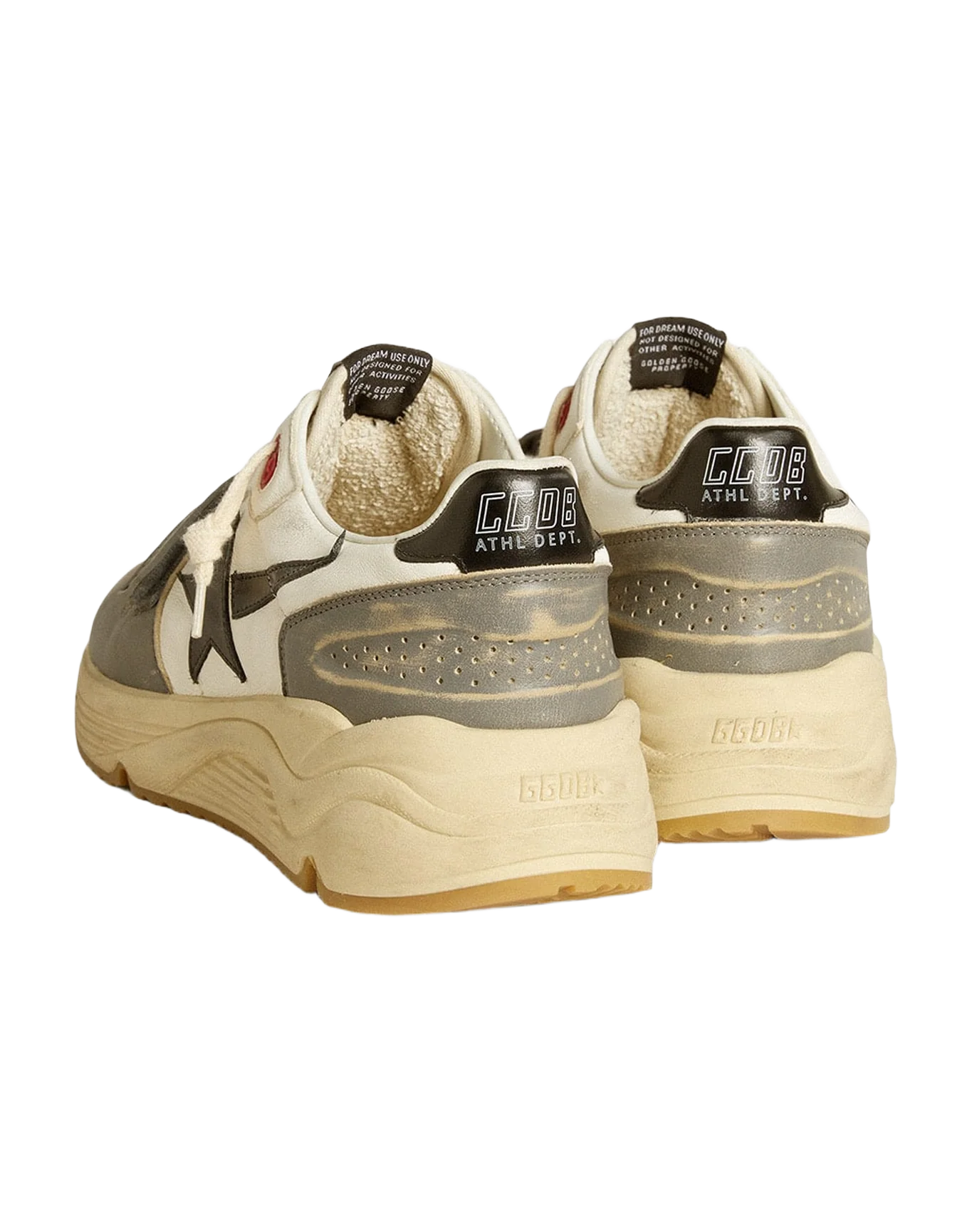 Men | Running Sole Lab Cream-Colored Leather with Gray Strap & Black Star | Cream x Grey x Black - Image 2