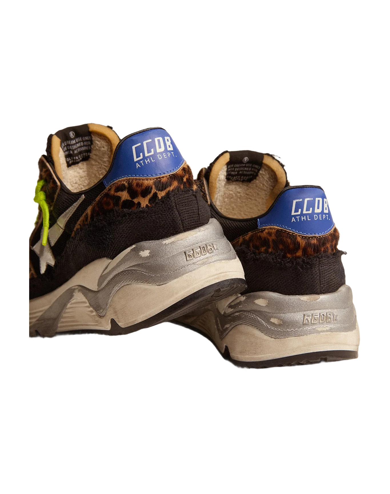 Men | Running Sole Ltd Mesh with Leopard Print Pony Skin Inserts | Black x Silver x Beige Brown Black Leo x Blue - Image 2