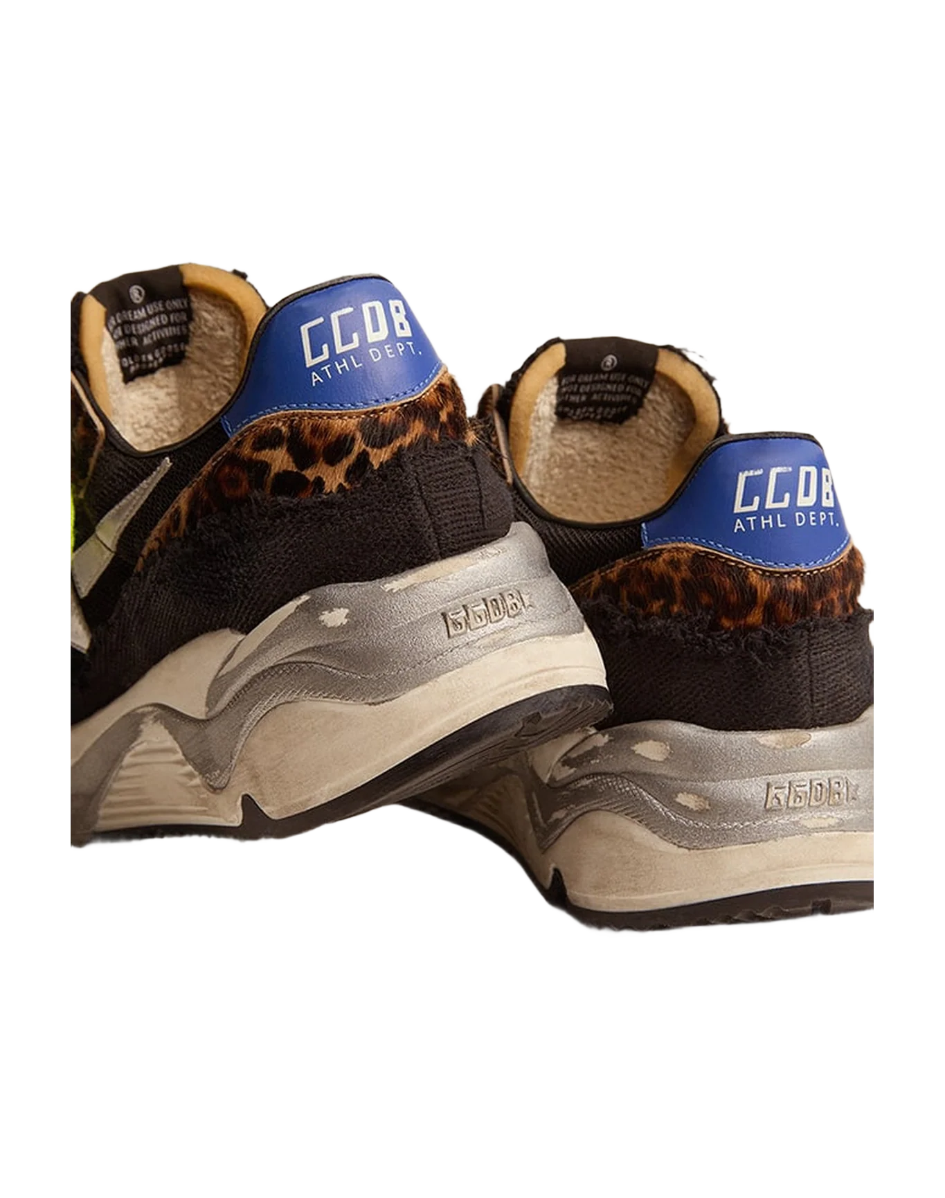 Men | Running Sole Ltd Mesh with Leopard Print Pony Skin Inserts | Black x Silver x Beige Brown Black Leo x Blue - Image 3