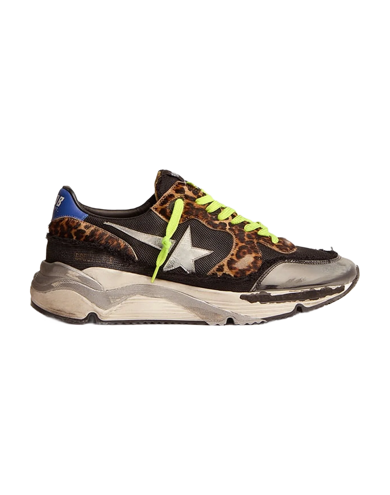 Men | Running Sole Ltd Mesh with Leopard Print Pony Skin Inserts | Black x Silver x Beige Brown Black Leo x Blue - Image 7