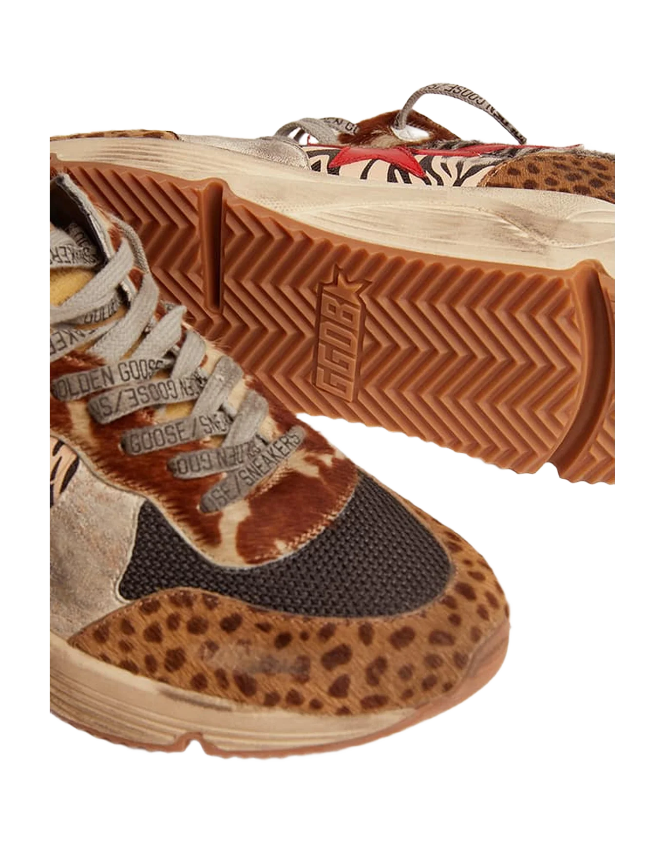 Men | Running Sole Multicolor Texture with Red Star | Multicolor - Image 2