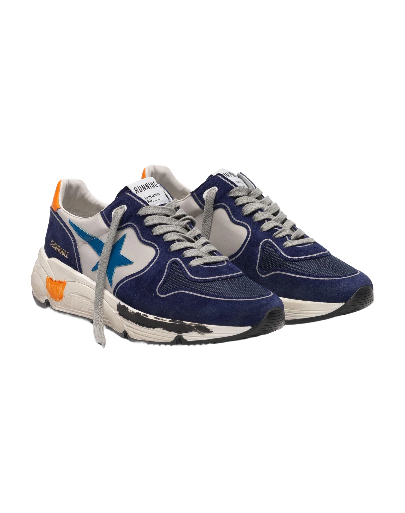 Men | Running Sole Sneakers Blue Suede-Sapphire Star-Orange Details - Image 3