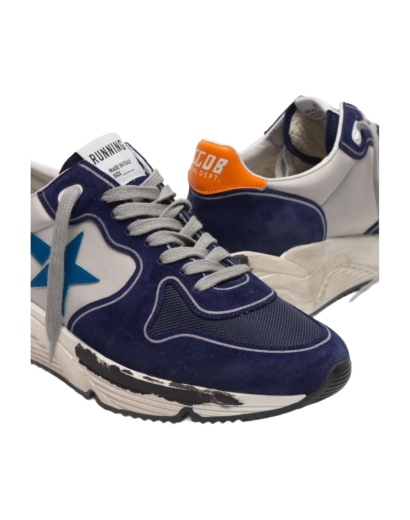 Men | Running Sole Sneakers Blue Suede-Sapphire Star-Orange Details - Image 5