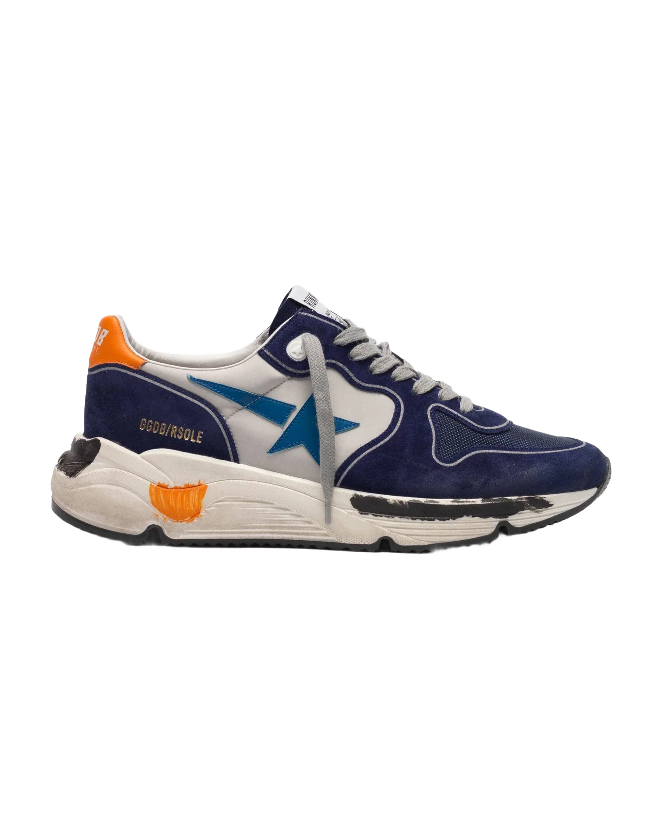 Men | Running Sole Sneakers Blue Suede-Sapphire Star-Orange Details - Image 6