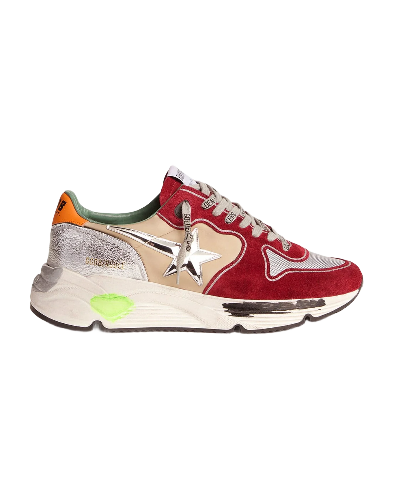 Men | Running Sole Sneakers with 3D Star & Orange Heel Tab | Dark Red x Silver x Beige x Titan - Image 4