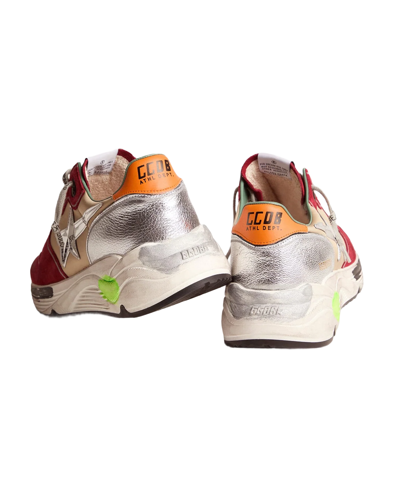 Men | Running Sole Sneakers with 3D Star & Orange Heel Tab | Dark Red x Silver x Beige x Titan - Image 5