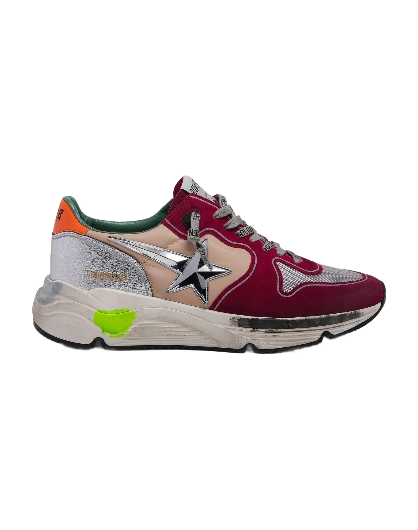 Men | Running Sole Sneakers with 3D Star & Orange Heel Tab | Dark Red x Silver x Beige x Titan - Image 6