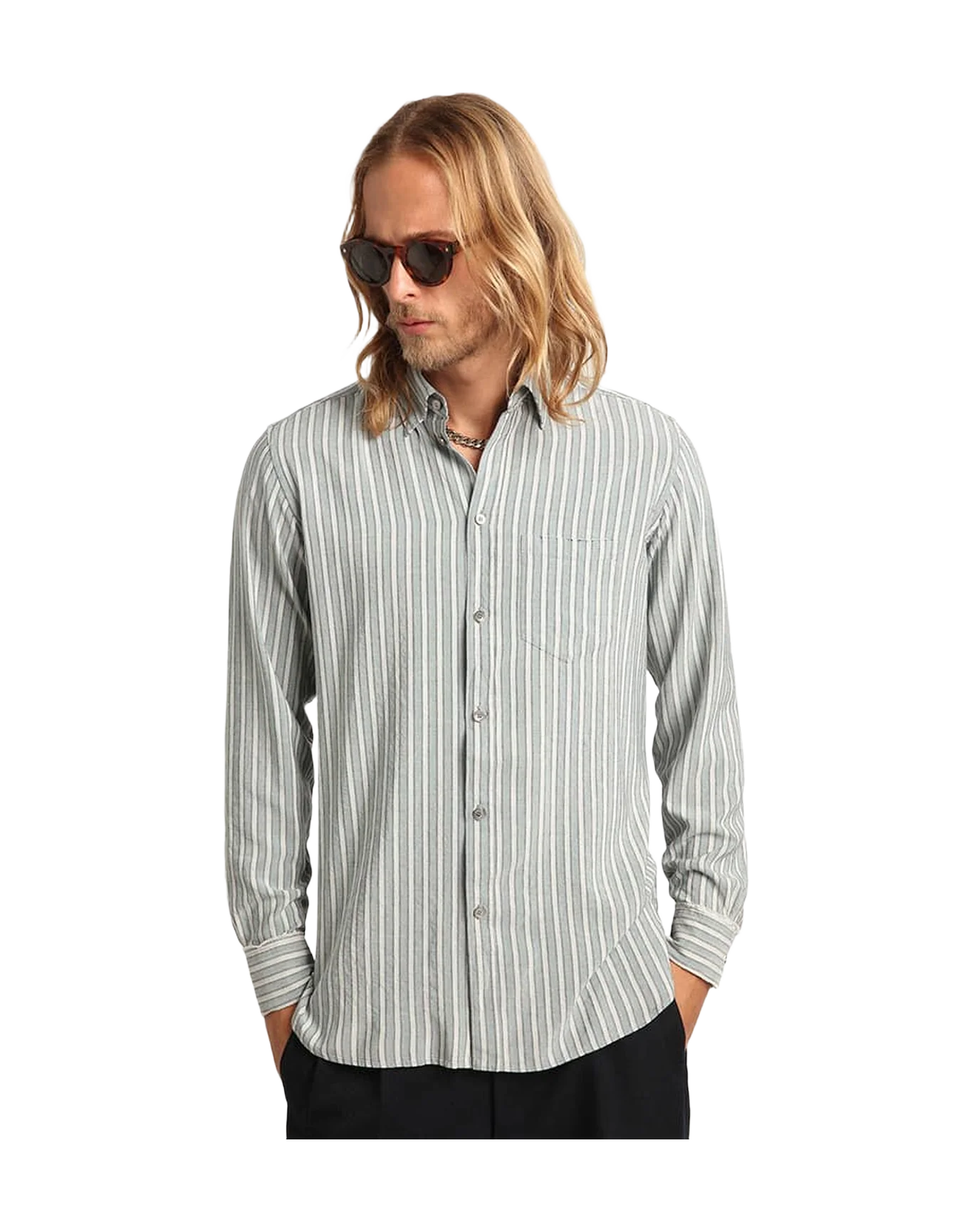 Men | Shirt Viscose with Stripes | Cold Water x Multicolor - Image 9