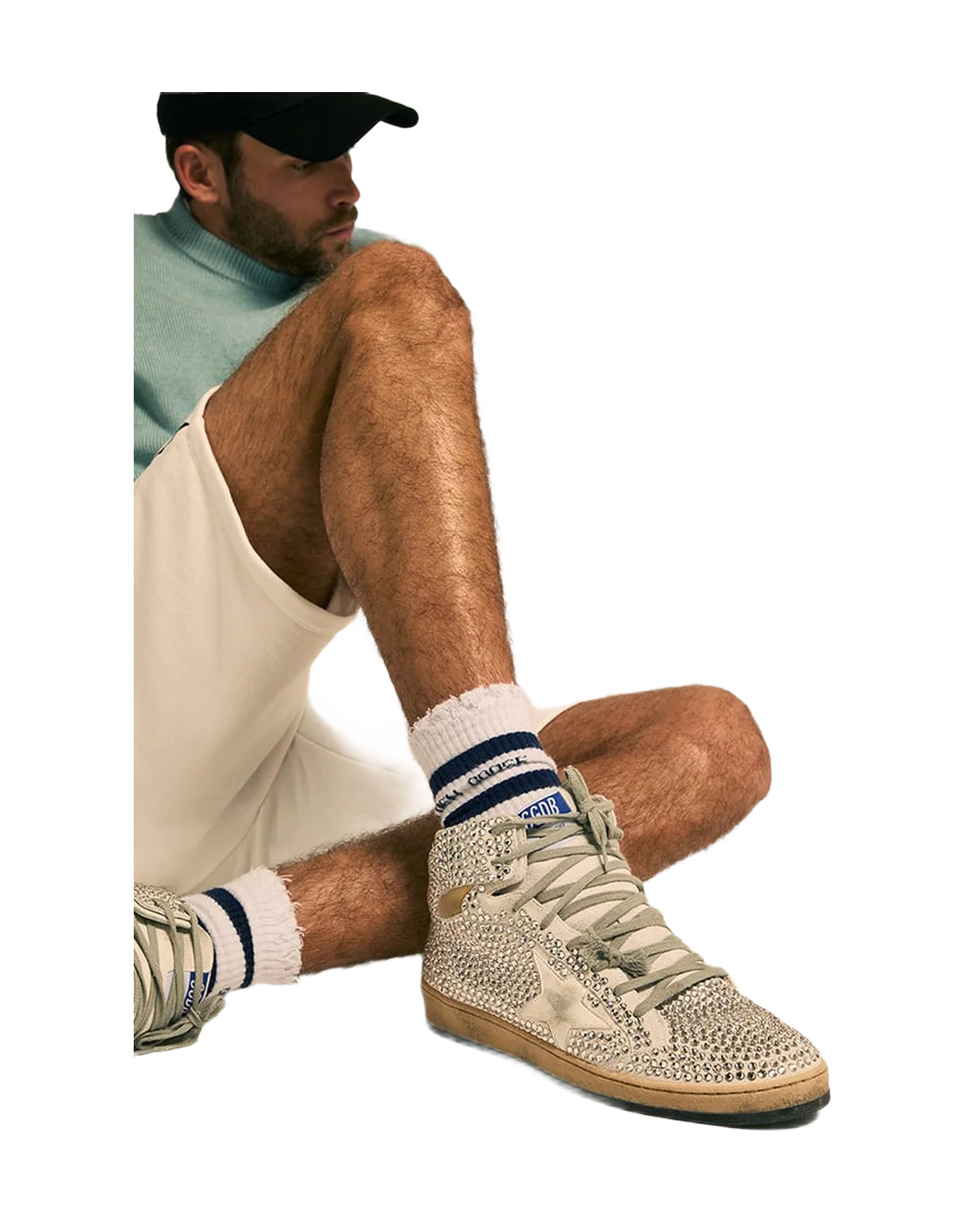 Men | Sky-Star Optical White Suede with All-Over Crystals | Optic White x Silver - Image 4