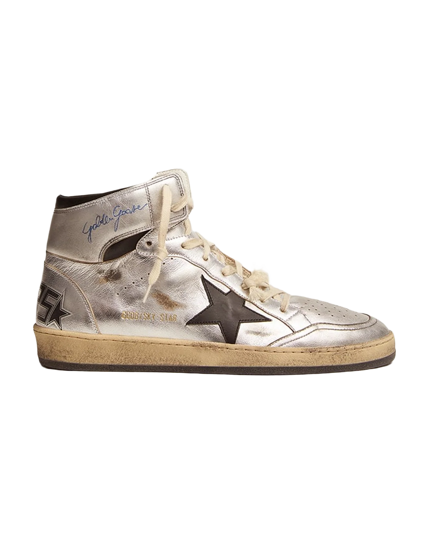Men | Sky-Star Silver Laminated Leather with Black Star | Silver x Black - Image 10