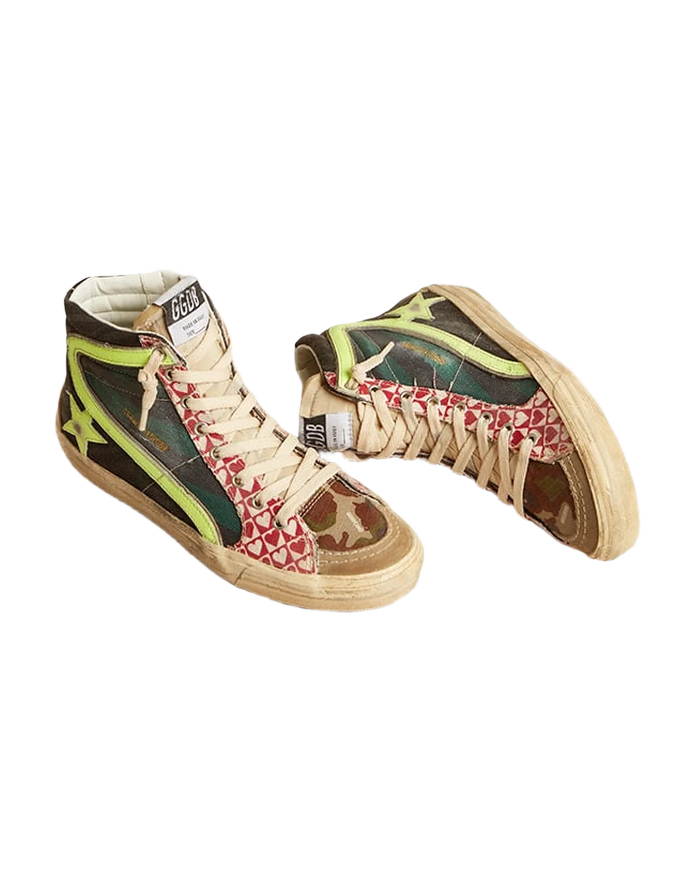 Men | Slide Lab Camo Canvas with Yellow Leather Star & Flash | Black x Green x Ice x Yellow - Image 7
