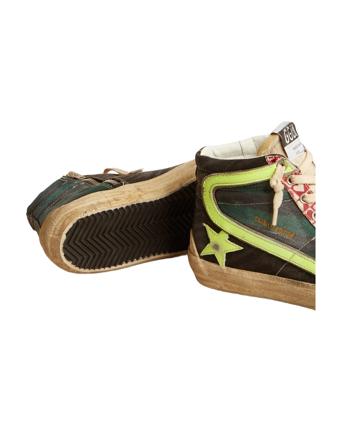 Men | Slide Lab Camo Canvas with Yellow Leather Star & Flash | Black x Green x Ice x Yellow - Image 8