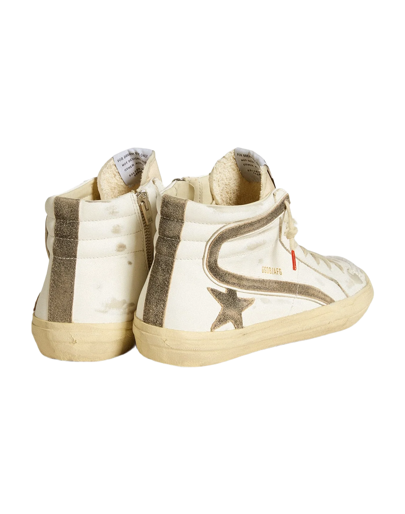 Men | Slide Lab White Leather with Star & Flash Brown Suede | White x Black - Image 2