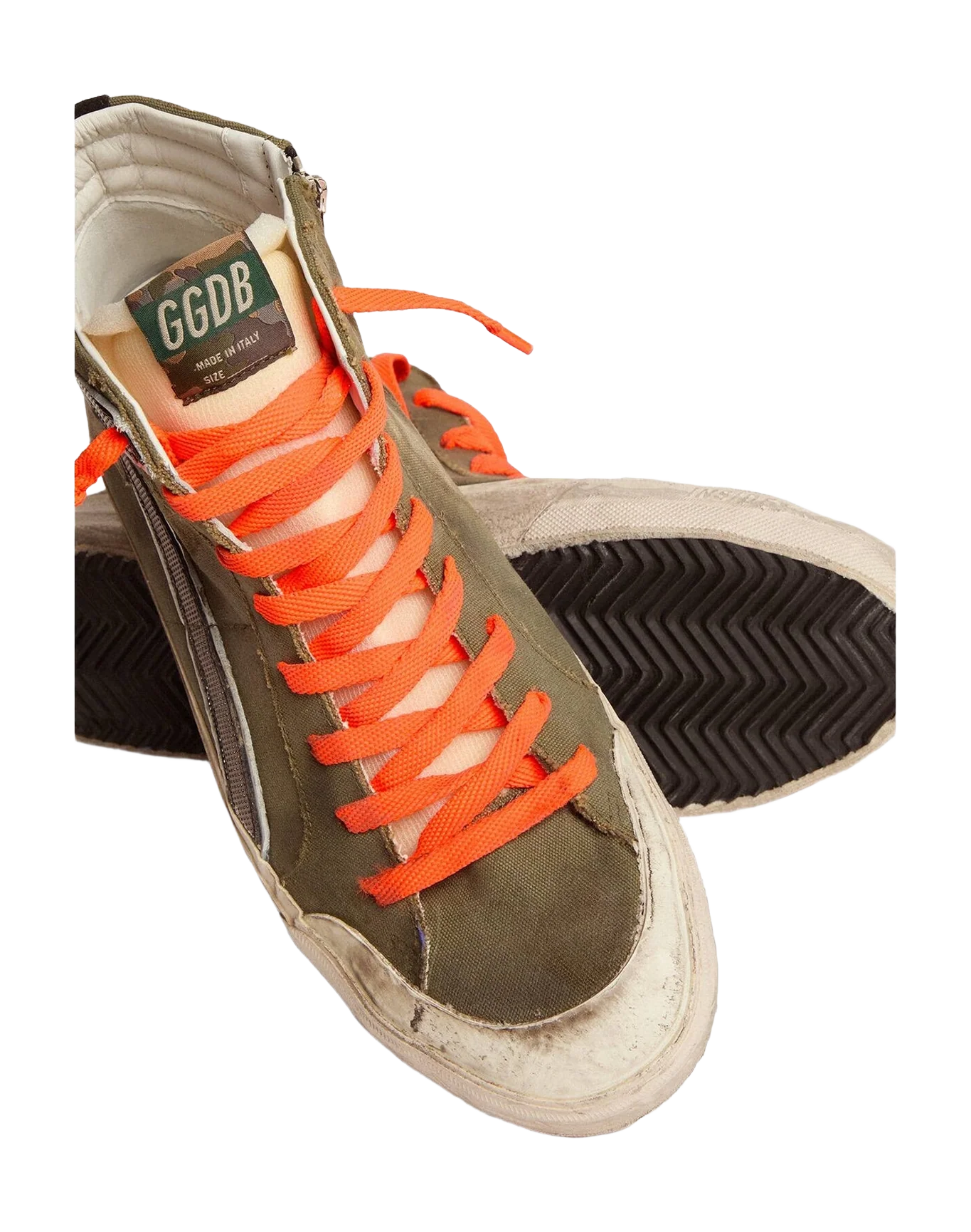Men | Slide Penstar Army Green Canvas with An Ice-Colored Star | Dark Green x Ice x Grey x Black