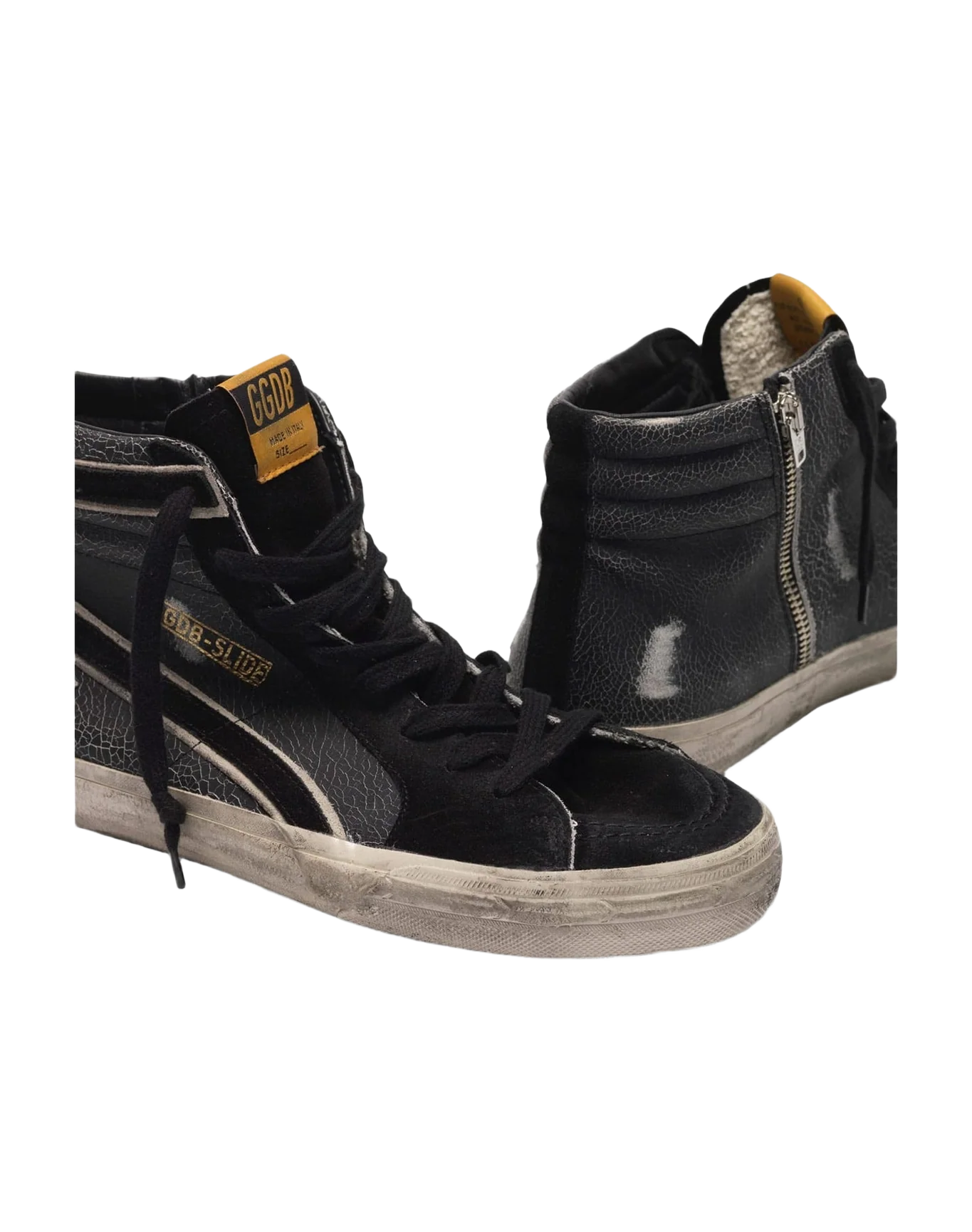 Men | Slide Sneakers Crackle Effect Leather