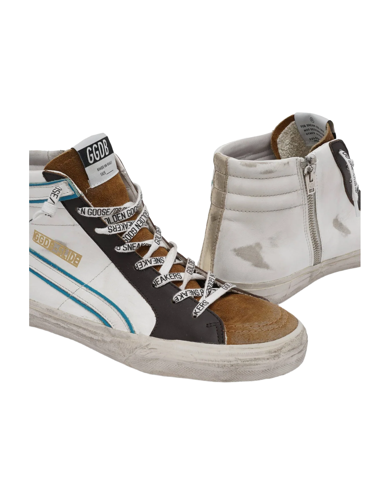 Men | Slide Sneakers White Leather with Suede Tongue & Red Star | White x Elk Brown x Ruby x Platinum - Image 2