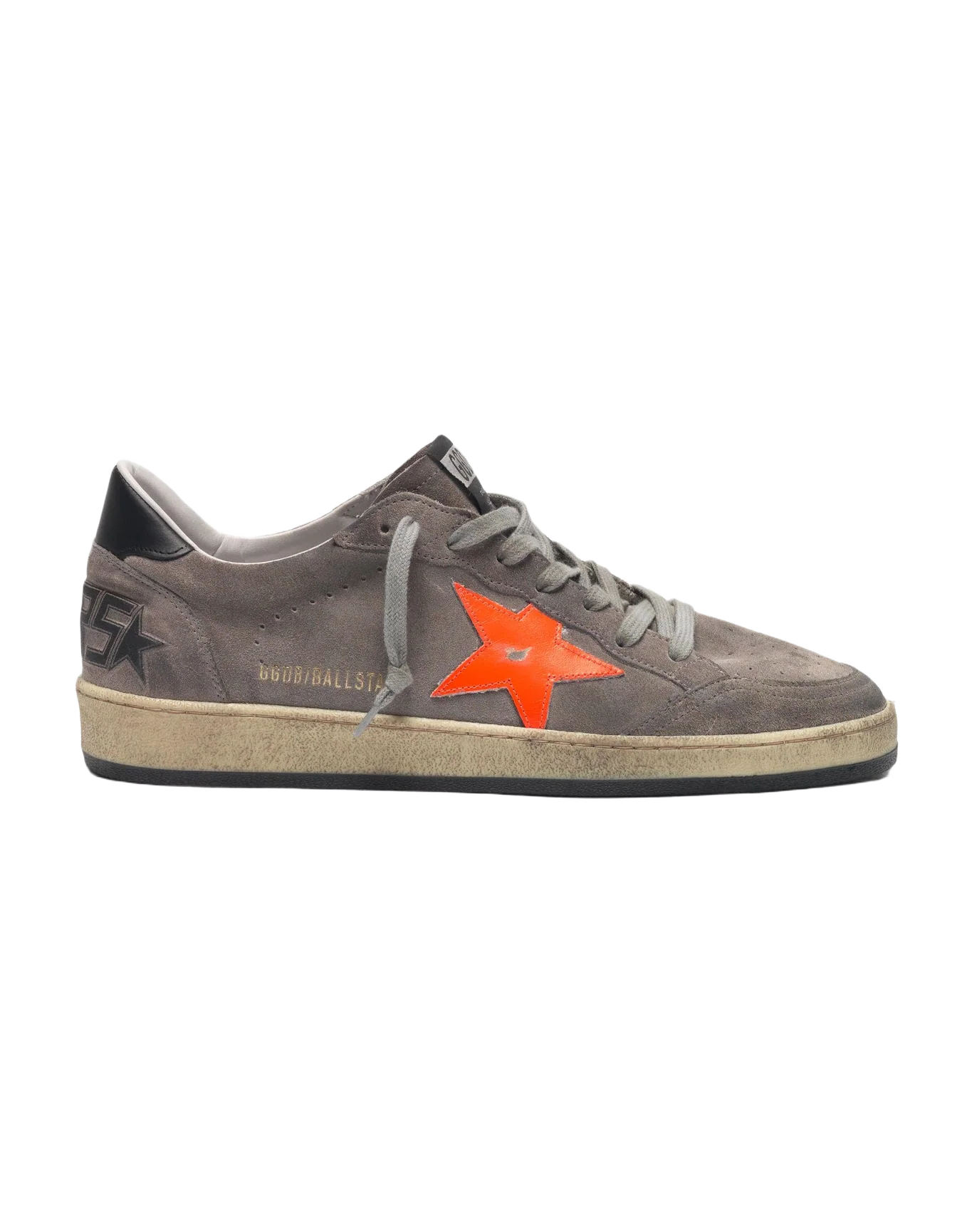 Men | Sneakers Ball Star Grey Suede with Orange Fluo Star - Image 6