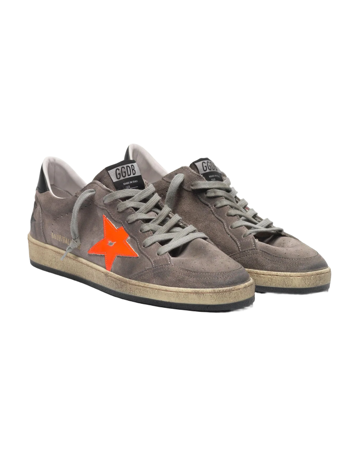 Men | Sneakers Ball Star Grey Suede with Orange Fluo Star - Image 7