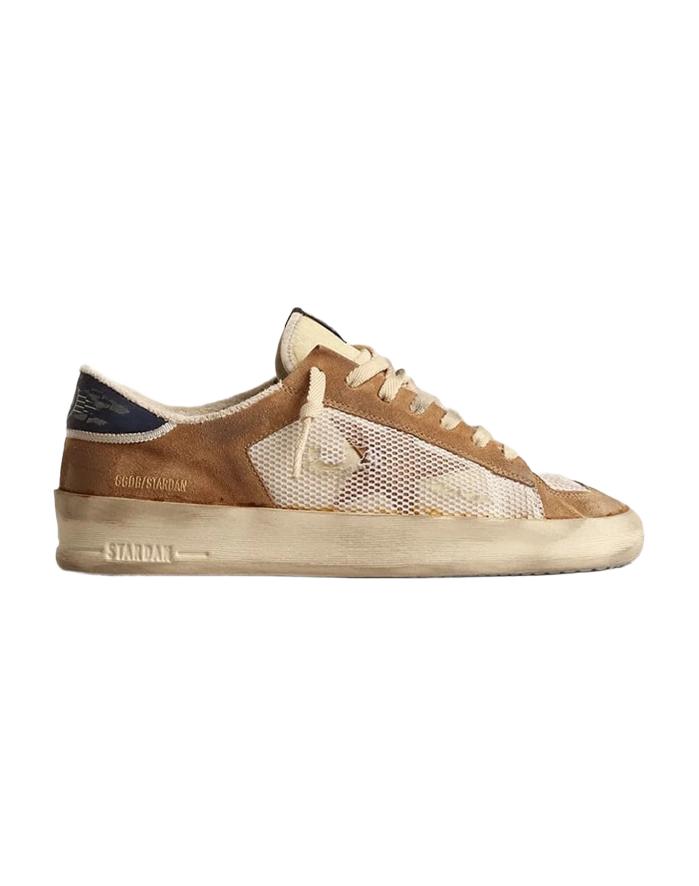 Men | Stardan Beige Nylon & Mesh with Tobacco Suede Inserts | White Beige x Tobacco x Blue