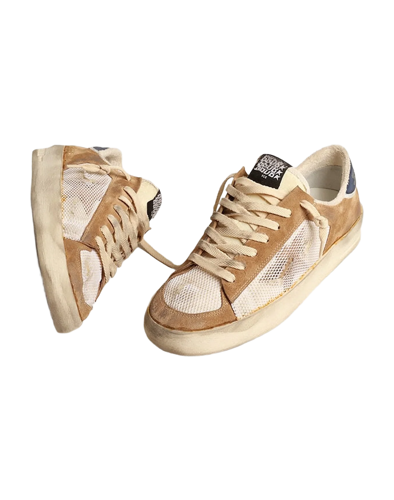 Men | Stardan Beige Nylon & Mesh with Tobacco Suede Inserts | White Beige x Tobacco x Blue - Image 2