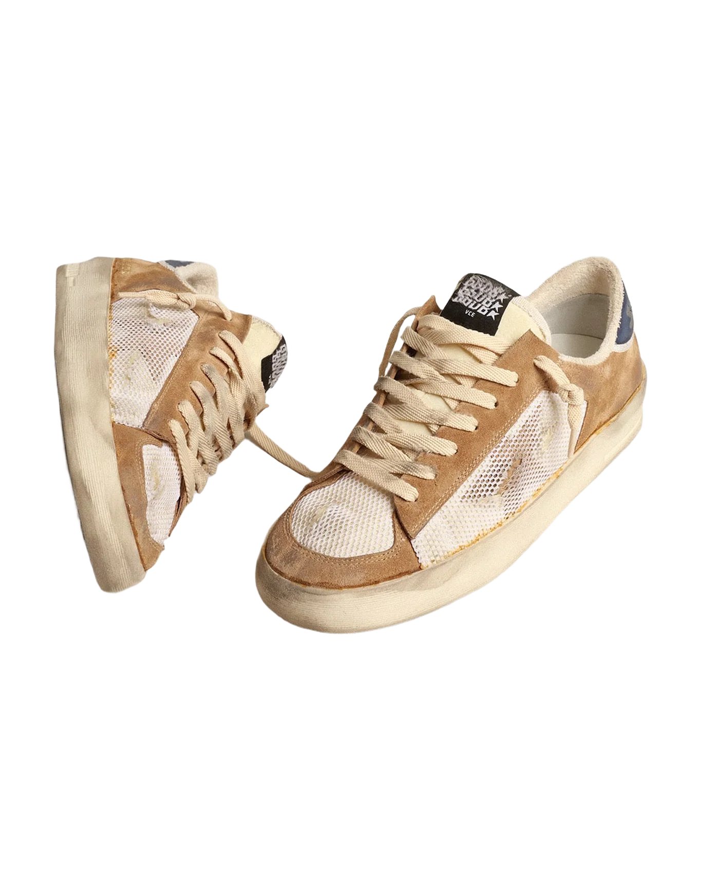 Men | Stardan Beige Nylon & Mesh with Tobacco Suede Inserts | White Beige x Tobacco x Blue - Image 3