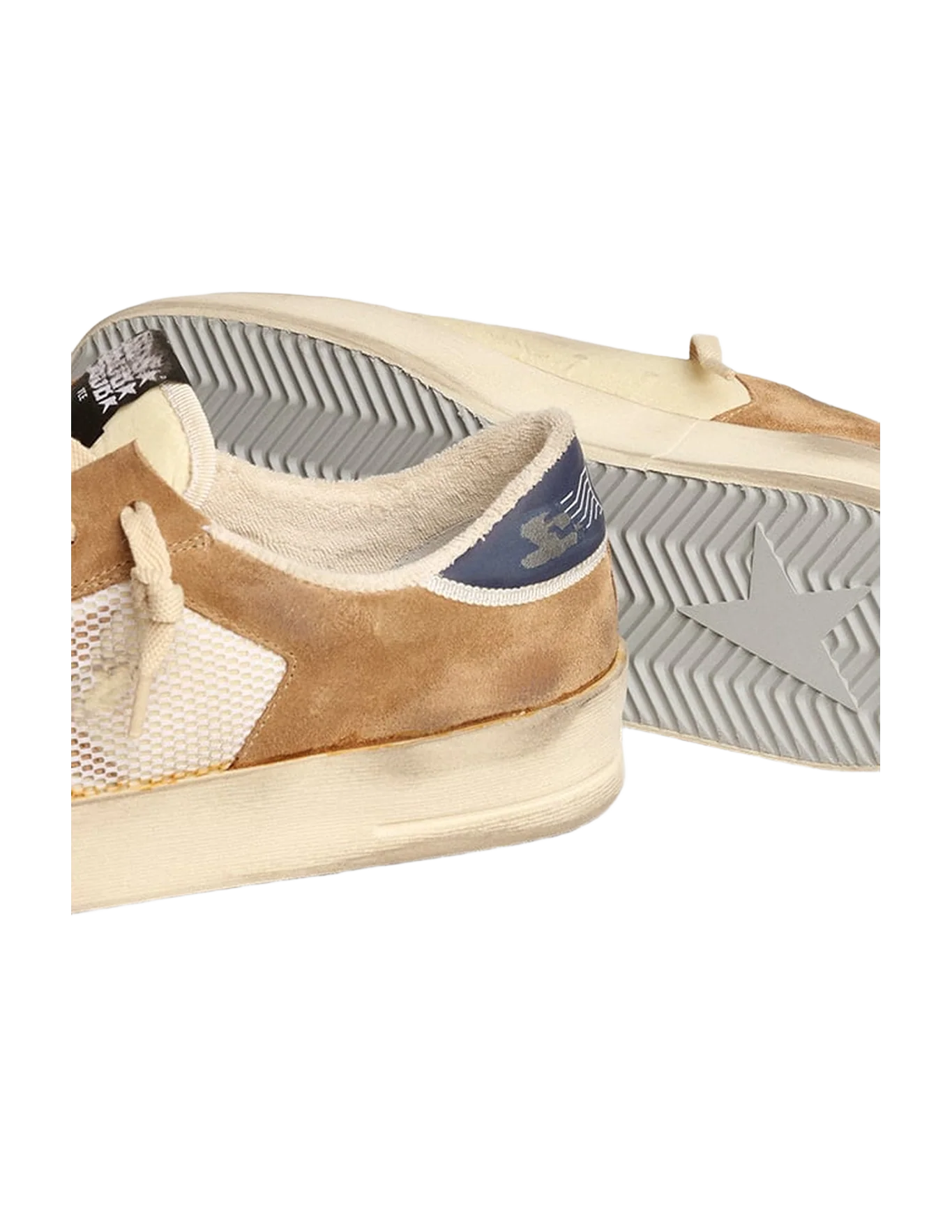 Men | Stardan Beige Nylon & Mesh with Tobacco Suede Inserts | White Beige x Tobacco x Blue - Image 5