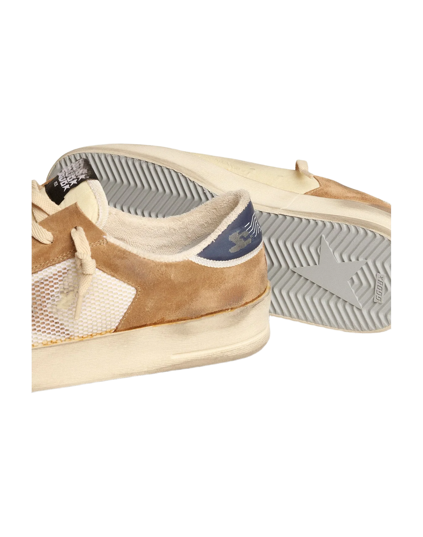 Men | Stardan Beige Nylon & Mesh with Tobacco Suede Inserts | White Beige x Tobacco x Blue - Image 6