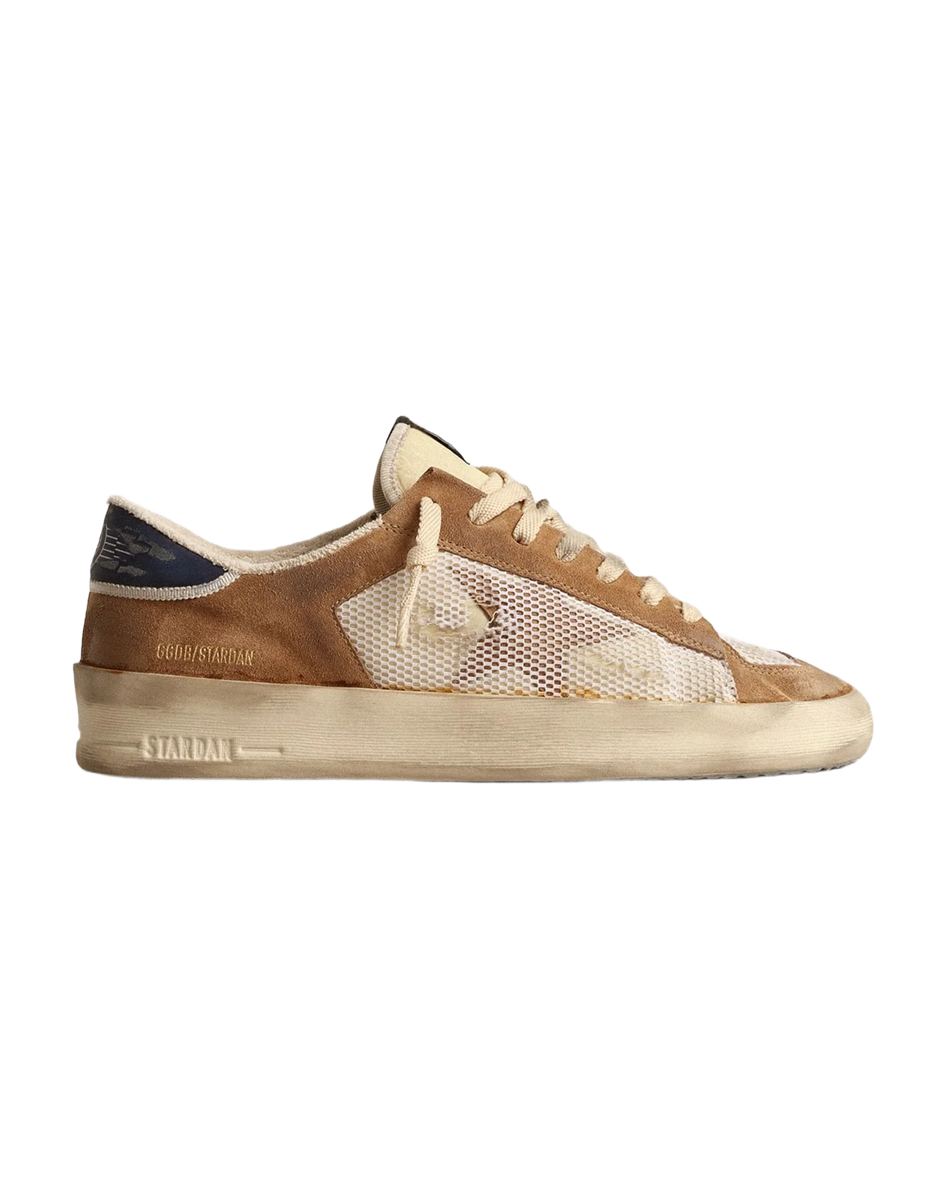 Men | Stardan Beige Nylon & Mesh with Tobacco Suede Inserts | White Beige x Tobacco x Blue - Image 8