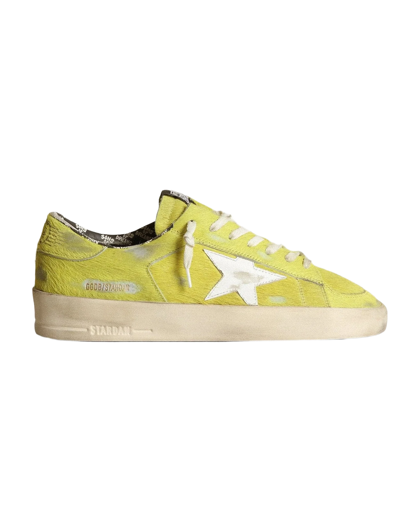 Men | Stardan Fluorescent Yellow Pony Skin with White Star | Yellow Plum x White