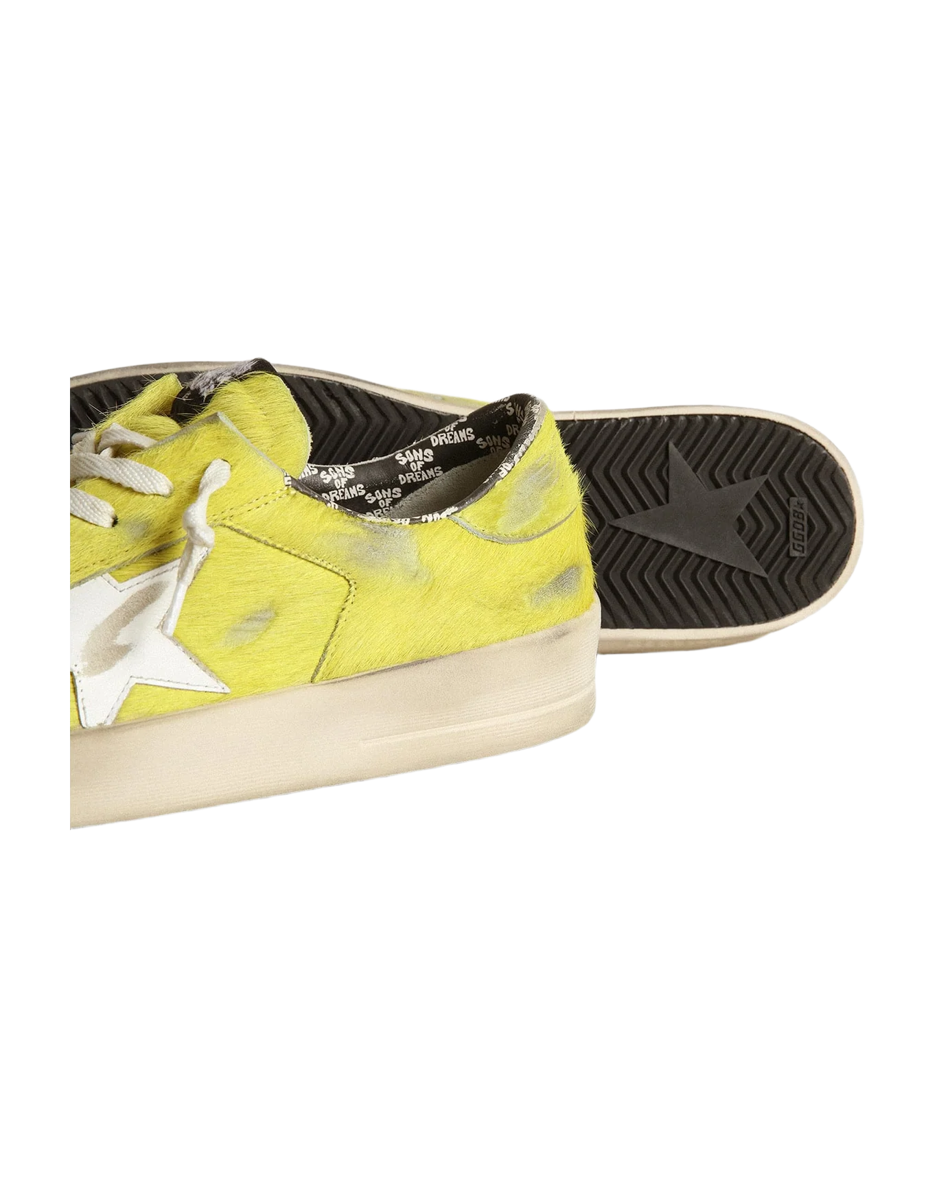 Men | Stardan Fluorescent Yellow Pony Skin with White Star | Yellow Plum x White - Image 5