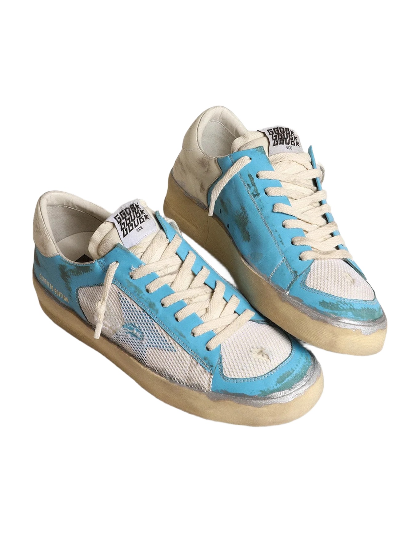 Men | Stardan Lab Light Blue Nappa Leather & White Mesh | Light Blue x White - Image 4