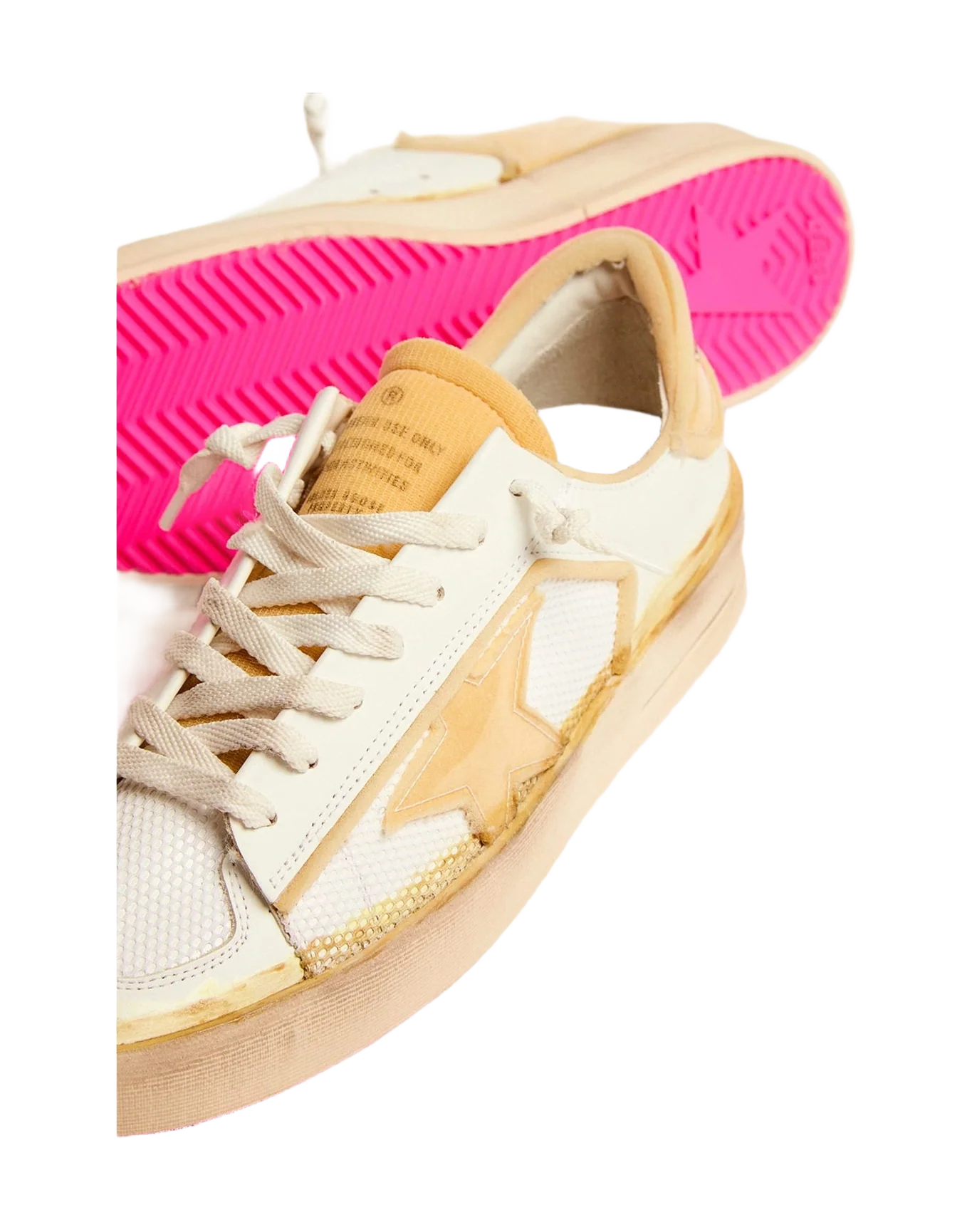 Men | Stardan Lab Sneakers White Leather with Foam & Pvc Inserts | White x Dirty White