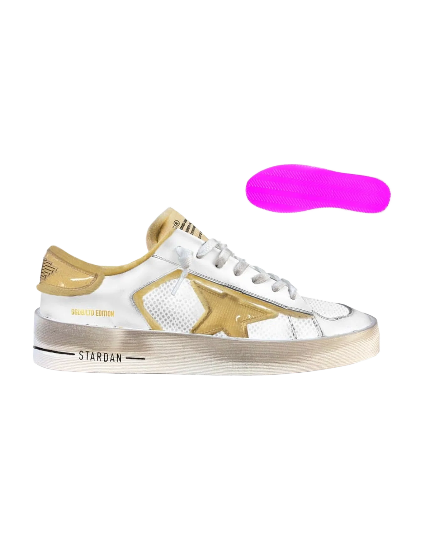 Men | Stardan Lab Sneakers White Leather with Foam & Pvc Inserts | White x Dirty White - Image 6