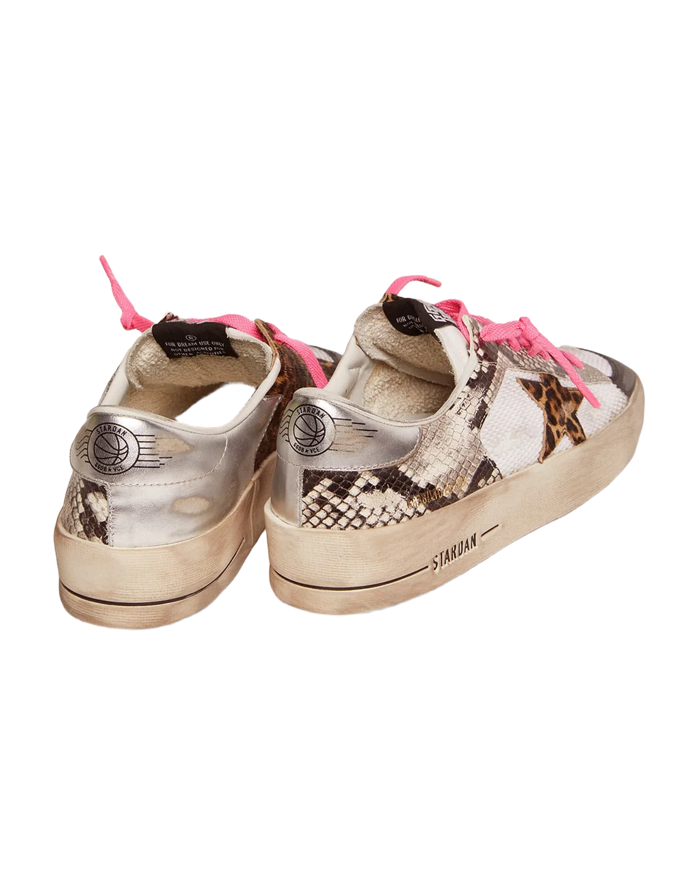 Men | Stardan Lab Sneakers with Leather Upper & Leopard-Print Pony Skin Star | Grey Black x White x Black x Beige Brown Black x Silver - Image 5