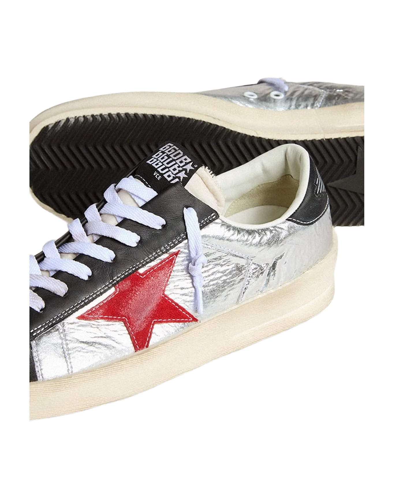 Men | Stardan Laminated Silver Nylon with Burgundy Suede Star | Silver x Black x Red - Image 7