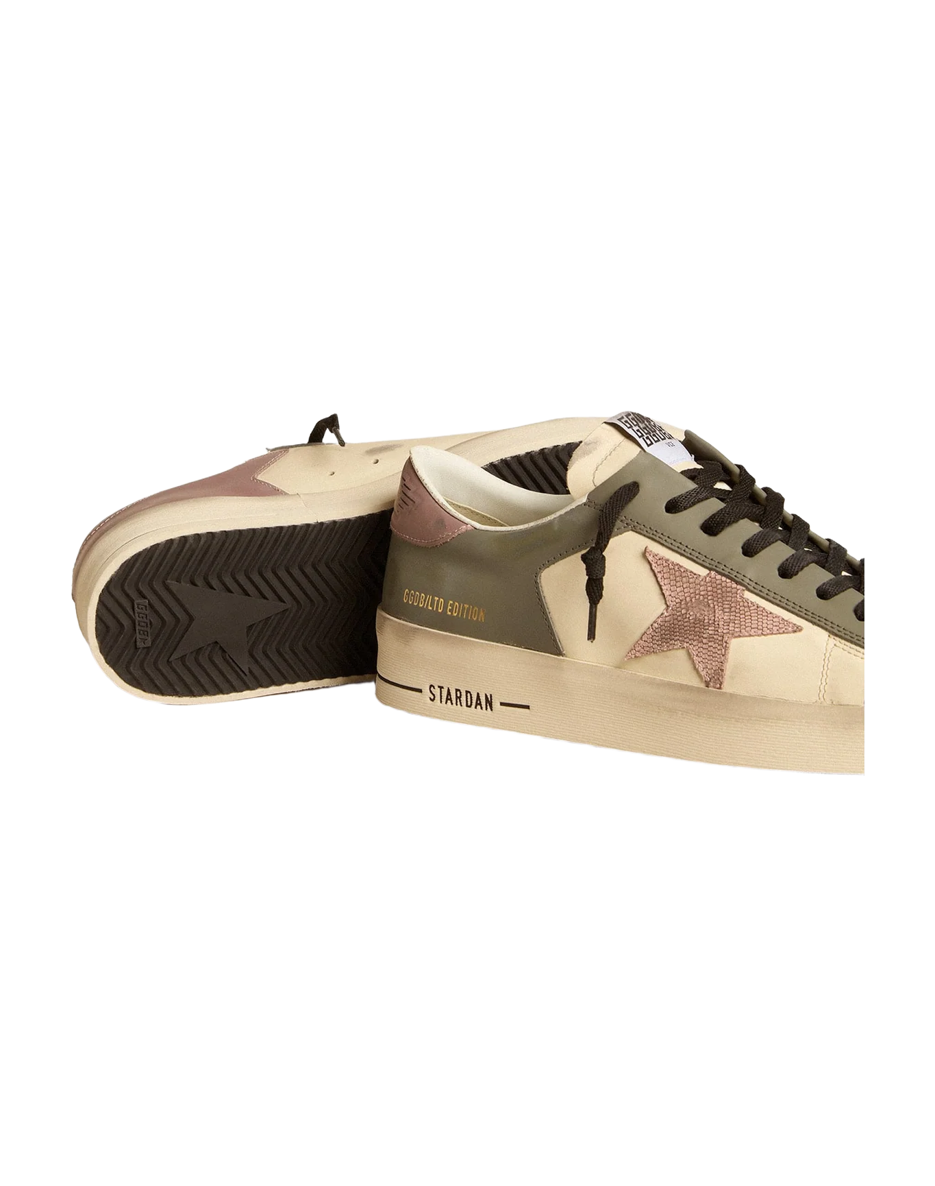 Men | Stardan Ltd Gray Leather with A Pink Leather Star & Heel Tab | Cream x Castor Gray x Twilight Mauve x Antique Pink - Image 5