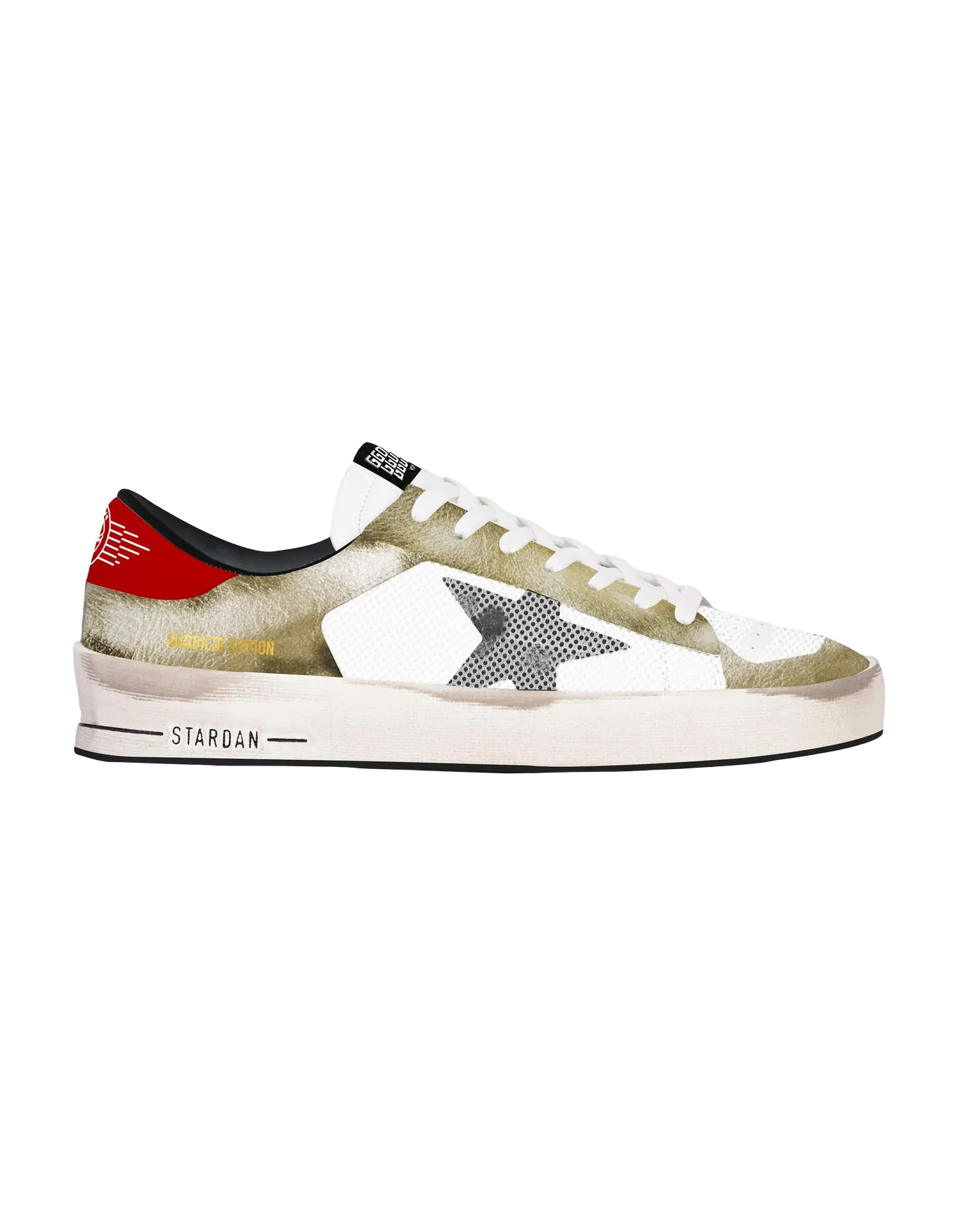 Men | Stardan Ltd Sneakers with Gold Inserts | White x Gold x Black x Red - Image 2
