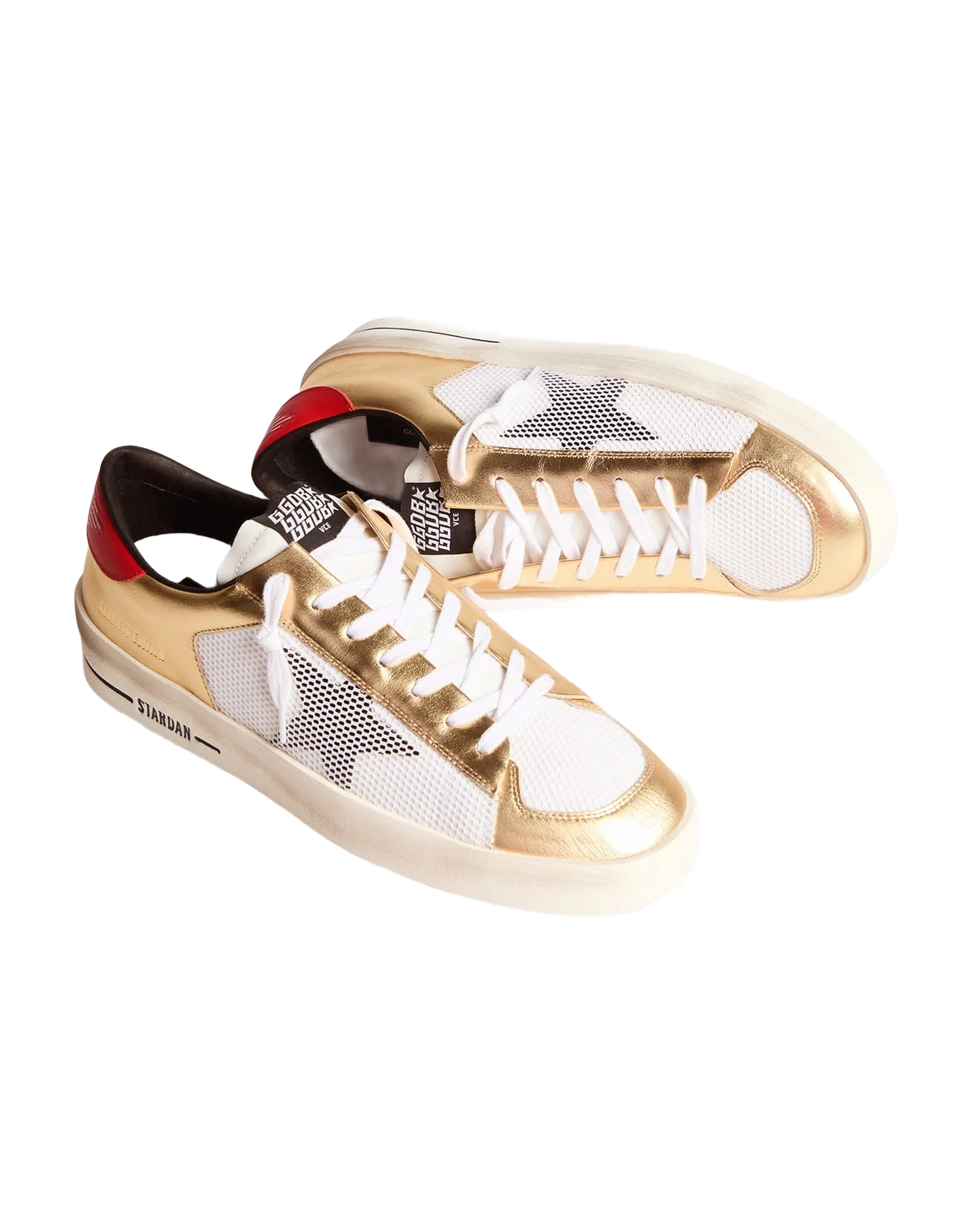 Men | Stardan Ltd Sneakers with Gold Inserts | White x Gold x Black x Red - Image 4