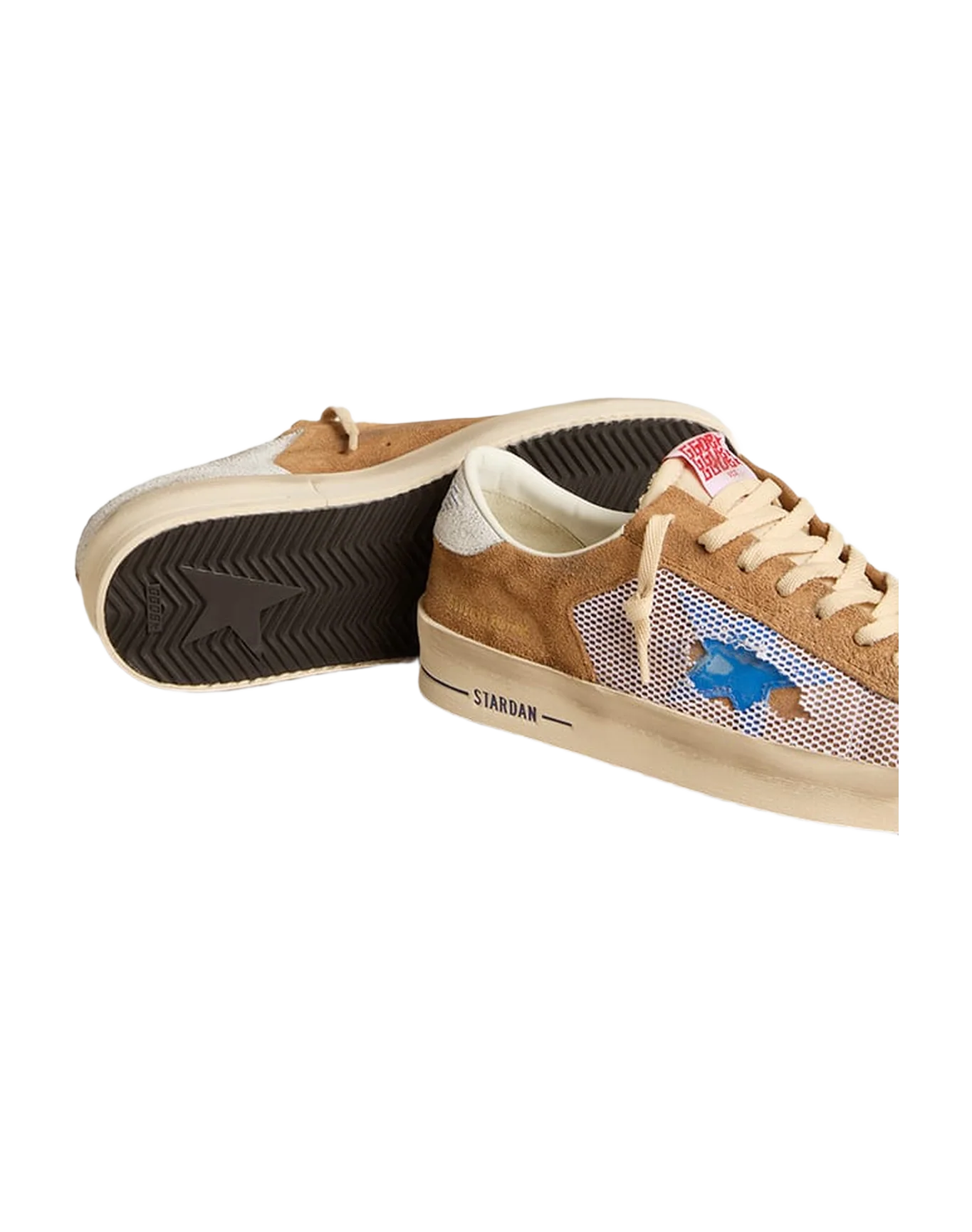 Men | Stardan Ltd Tobacco Suede & Mesh with Blue Star & Leather Heel Tab | Tabacco x Blu x White - Image 5
