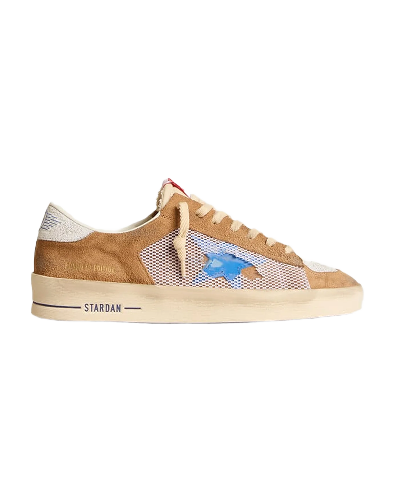 Men | Stardan Ltd Tobacco Suede & Mesh with Blue Star & Leather Heel Tab | Tabacco x Blu x White - Image 6
