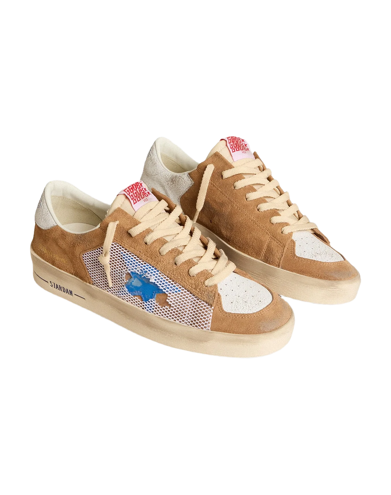 Men | Stardan Ltd Tobacco Suede & Mesh with Blue Star & Leather Heel Tab | Tabacco x Blu x White - Image 7