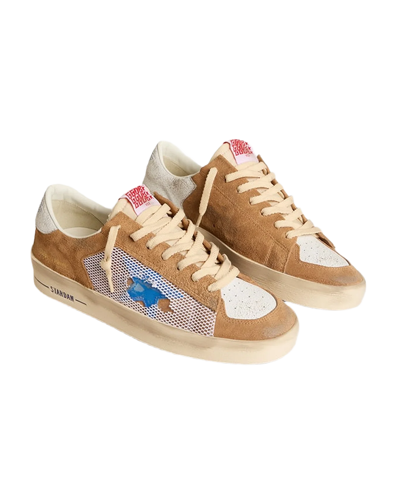 Men | Stardan Ltd Tobacco Suede & Mesh with Blue Star & Leather Heel Tab | Tabacco x Blu x White - Image 8