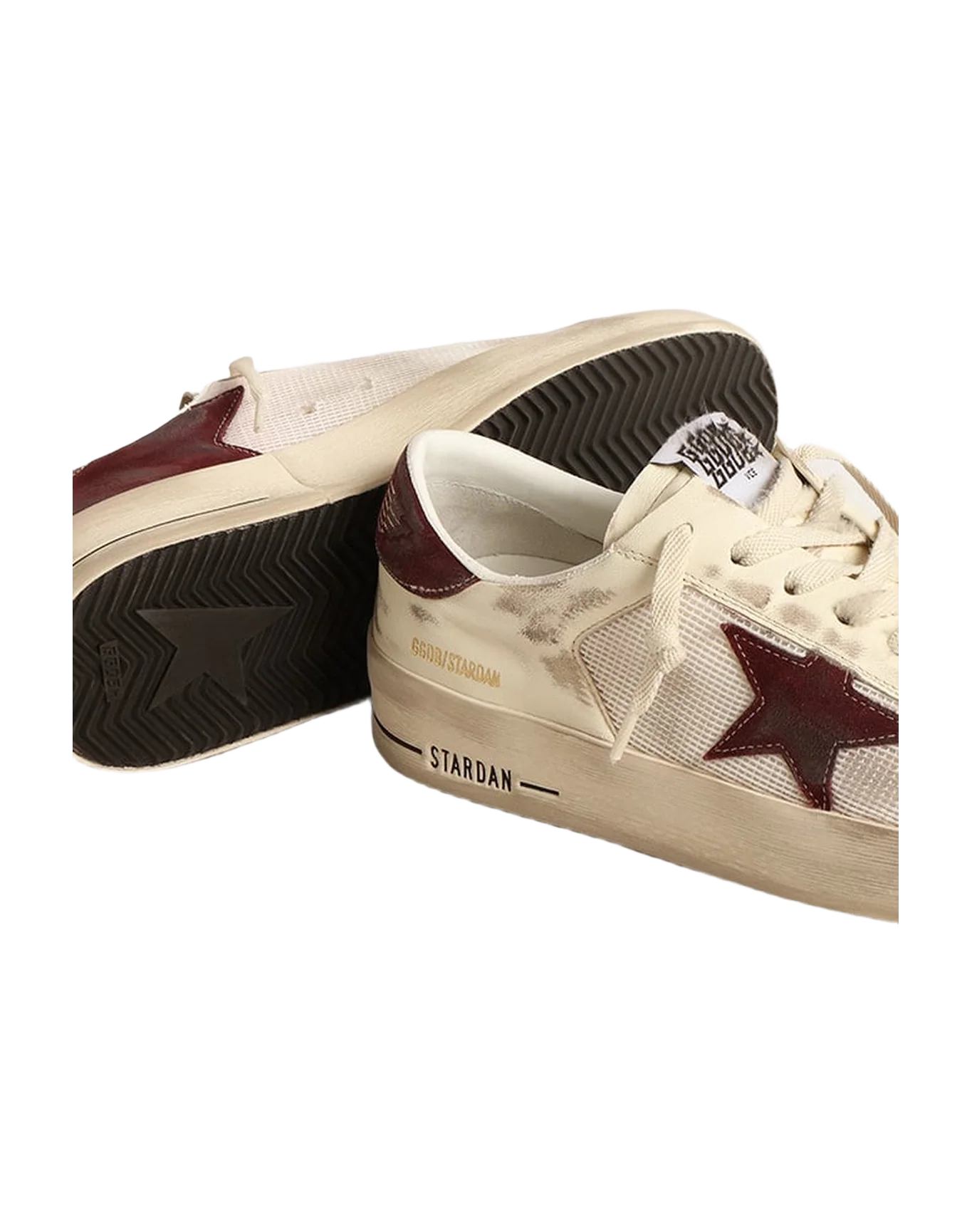 Men | Stardan Nappa & Mesh with Wine-Red Suede Star & Heel Tab | White x White Ecru x Wine - Image 10