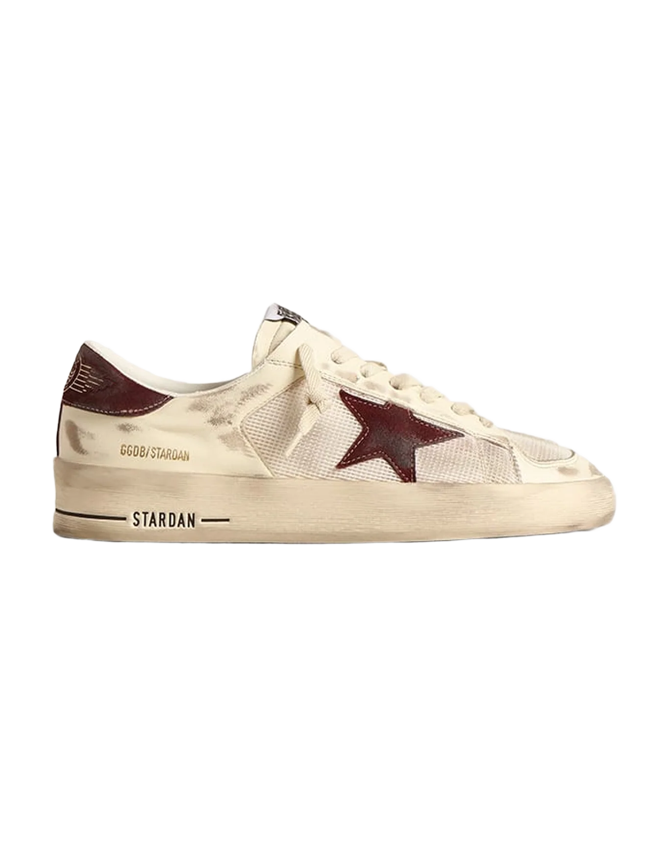 Men | Stardan Nappa & Mesh with Wine-Red Suede Star & Heel Tab | White x White Ecru x Wine - Image 5