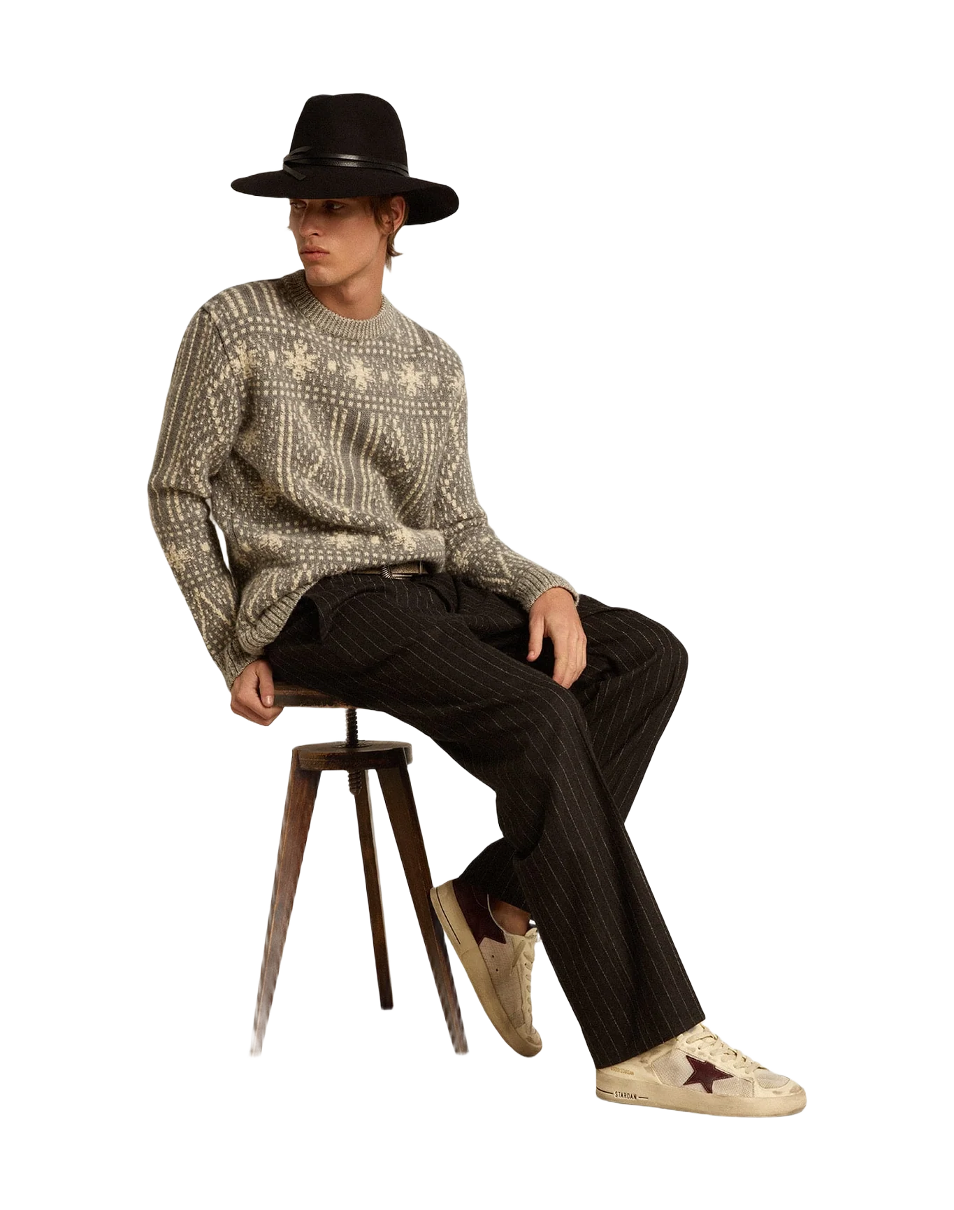 Men | Stardan Nappa & Mesh with Wine-Red Suede Star & Heel Tab | White x White Ecru x Wine - Image 8