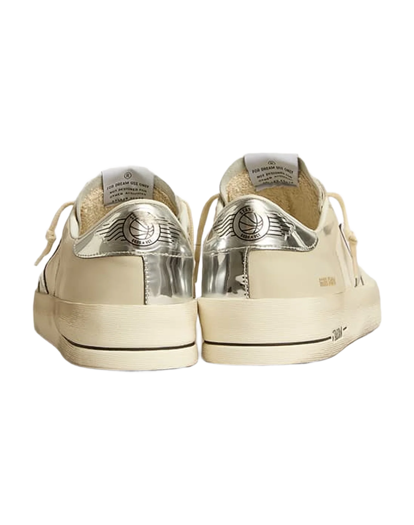 Men | Stardan Nappa Leather with Silver Mirror-Effect Star & Heel Tab | White x White Cream x Silver - Image 2