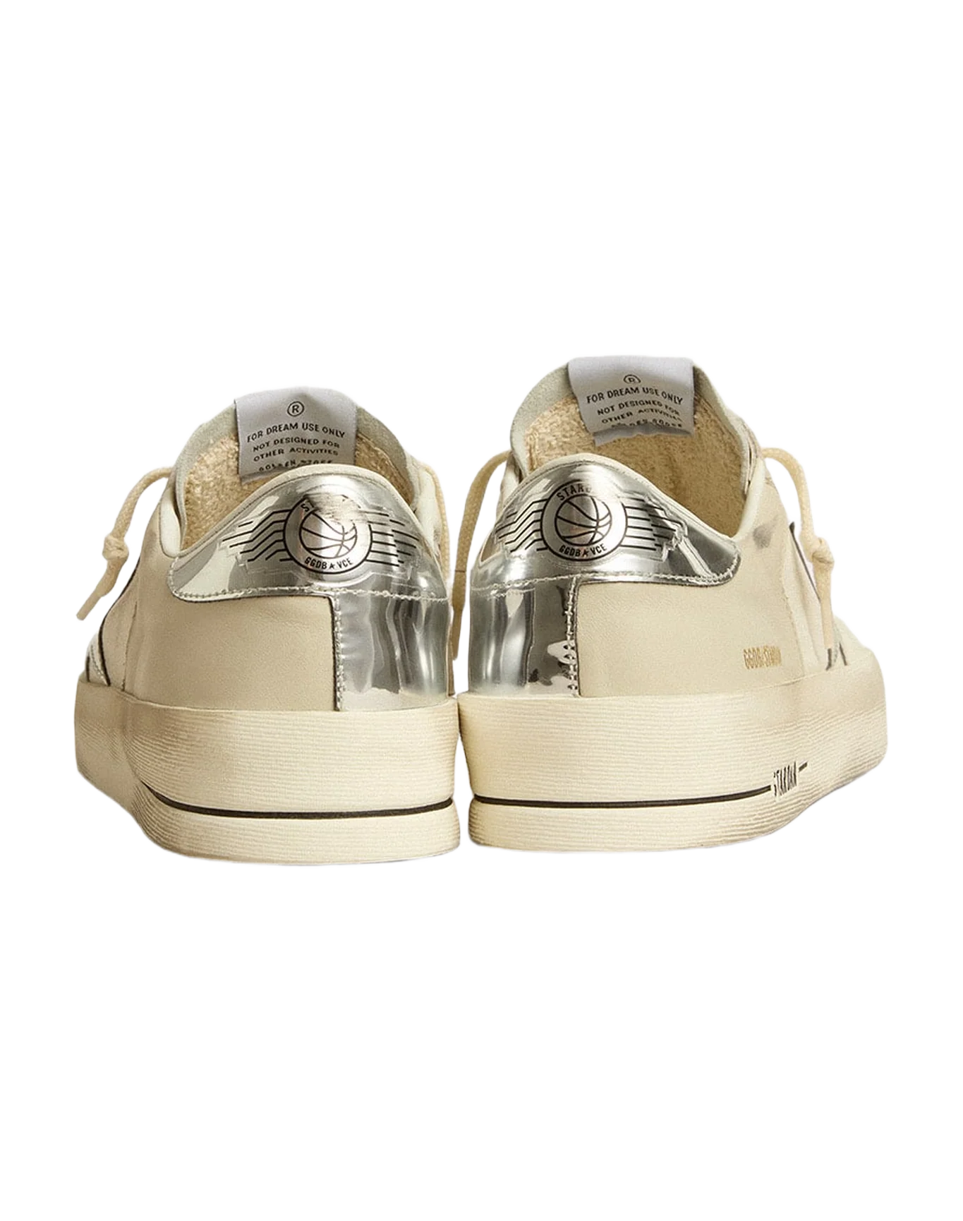 Men | Stardan Nappa Leather with Silver Mirror-Effect Star & Heel Tab | White x White Cream x Silver - Image 5